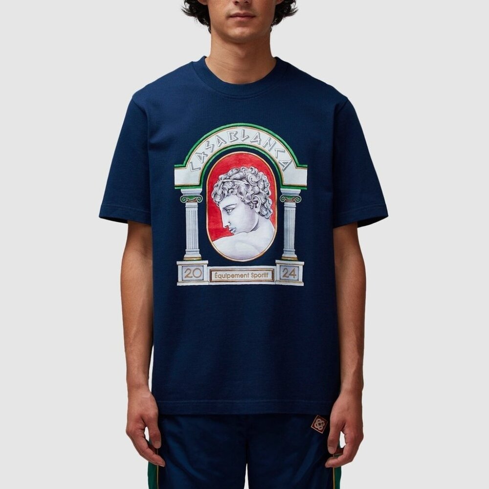 New Casablanca La Medaille T-Shirt in Le Medaille blue top